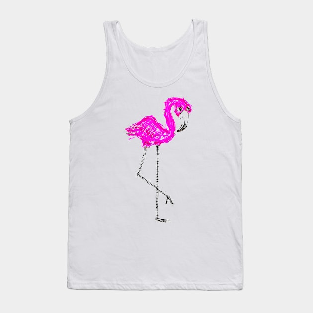 Flamingo Doodle Black Tank Top by Mijumi Doodles